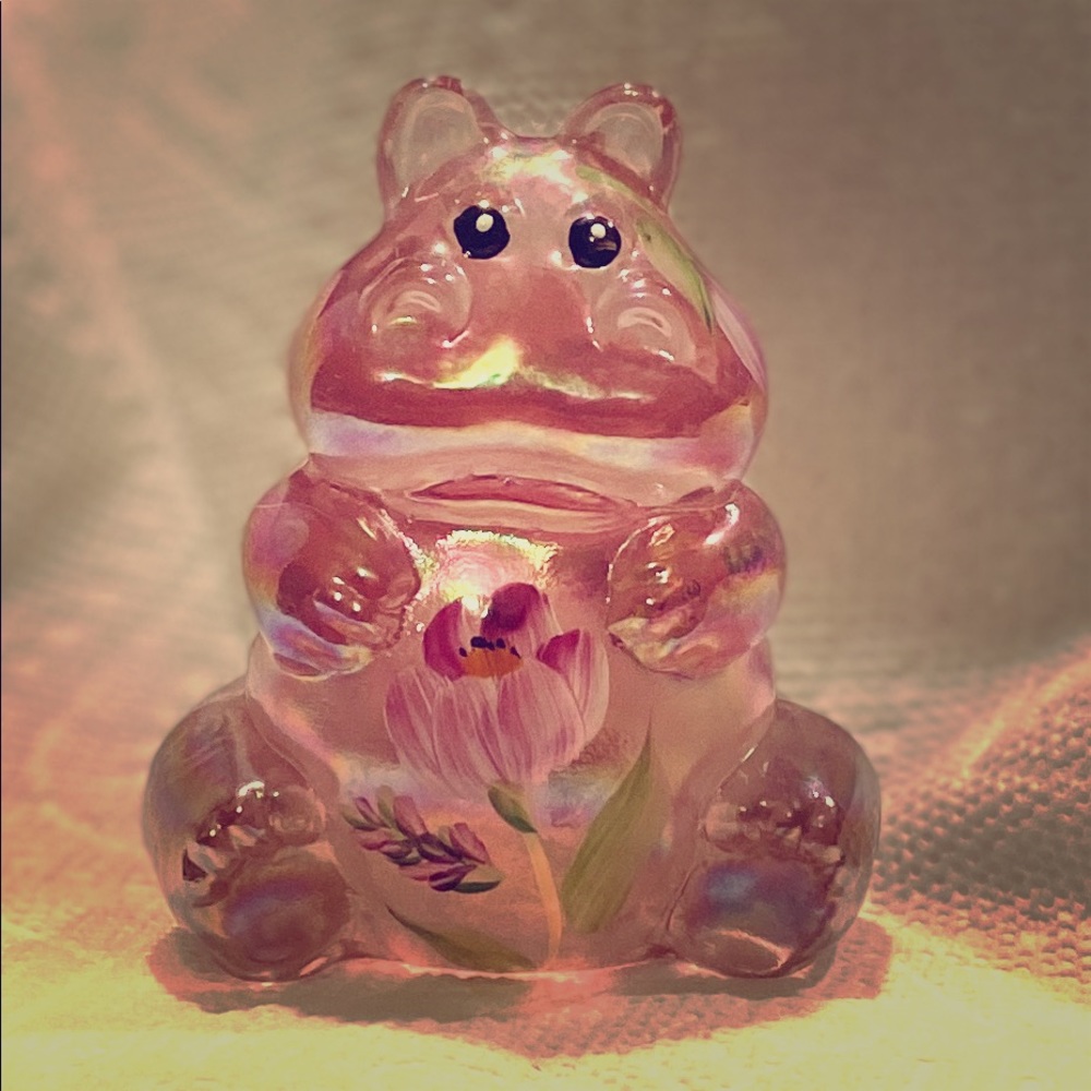 Fenton Rosemilk Pink Glass Hippo